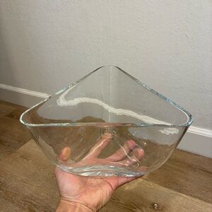Circle Triangular Clear Glass Bowl Made in Turkey Heavy Modern Decor